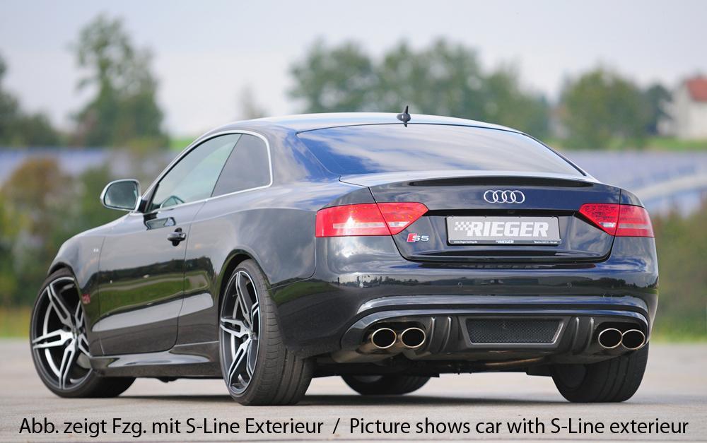 Audi A5 (B8/B81) Rieger Heckeinsatz  für Doppelendrohr li. u. re., (4x115x85mm oval), ABS, Carbon-Look, für Fzg. ohne S-Line Exterieur, 
inkl. Montagezubehör, Alugitter, Gutachten