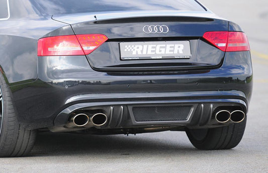 Audi A5 (B8/B81) Rieger Heckeinsatz  für Doppelendrohr li. u. re., (4x115x85mm oval), ABS, Carbon-Look, für Fzg. mit S-Line Exterieur, 
inkl. Montagezubehör, Alugitter, Gutachten