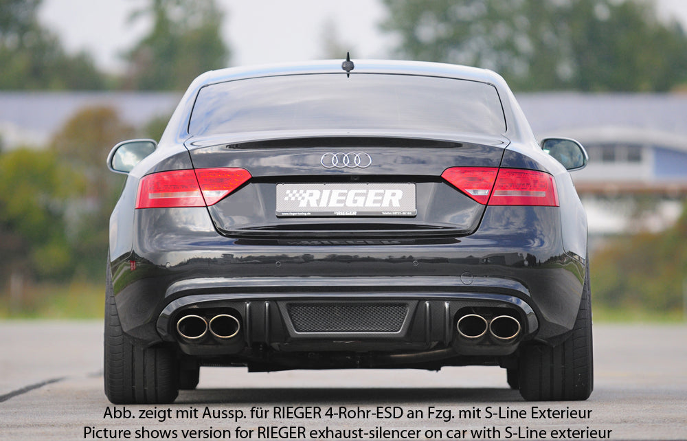 Audi A5 (B8/B81) Rieger Heckeinsatz für orig. Doppelendrohr li, ABS, Carbon-Look, für Fzg. ohne S-Line Exterieur, 
inkl. A...