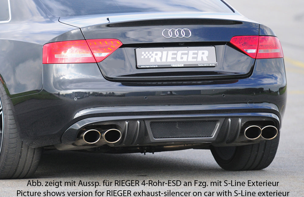 Audi A5 (B8/B81) Rieger Heckeinsatz für orig. Doppelendrohr li, ABS, Carbon-Look, für Fzg. ohne S-Line Exterieur, 
inkl. A...