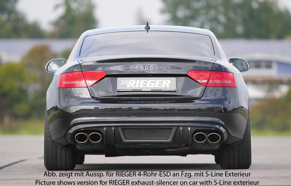 Audi A5 (B8/B81) Rieger Heckeinsatz  für orig. Endrohr li. u. re., ABS, Carbon-Look, für Fzg. ohne S-Line Exterieur, 
inkl. Alugitter, Montagezubehör, Gutachten