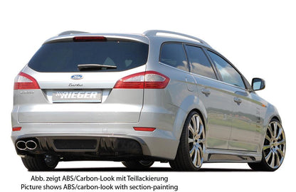 Ford Mondeo (BA7) Rieger Heckschürzenansatz SG-Design  für Doppelendrohr li., ABS, Carbon-Look, 
inkl. Montagezubehör, Alugitter