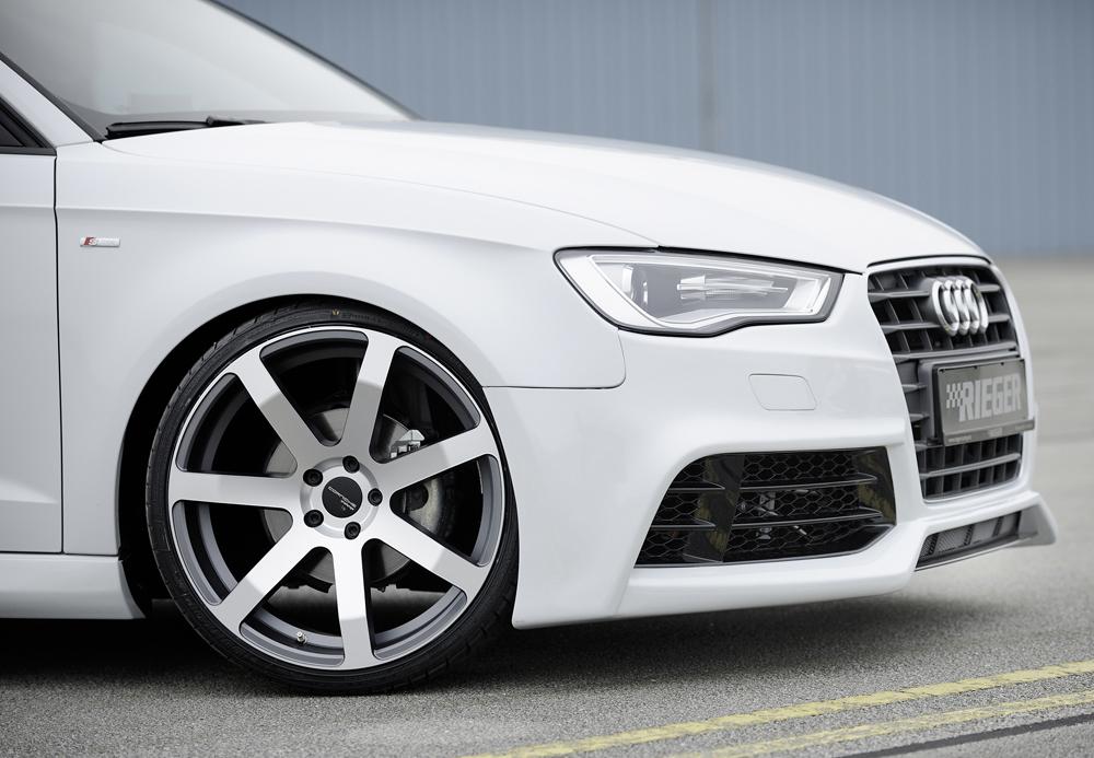 Audi A3 (8V) Rieger Spoilerschwert für Spoilerstoßstange 56790/91/92/93 mittig, für Spoilerstoßstange, ABS, Carbon-Look, für Fzg. mit S-Line Exterieur und ohne S-Line Exterieur, 
inkl. Montagezubehör, ABE