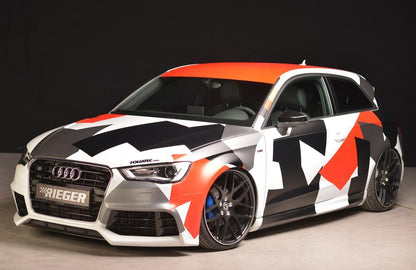 Audi A3 (8V) Rieger Spoilerschwert für Spoilerstoßstange 56790/91/92/93 mittig, für Spoilerstoßstange, ABS, Carbon-Look, für Fzg. mit S-Line Exterieur und ohne S-Line Exterieur, 
inkl. Montagezubehör, ABE