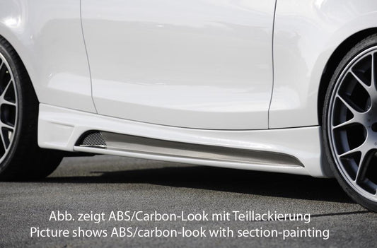 BMW 1er E81  (187/1K2/1K4) Rieger Seitenschweller    links, mit Schacht, mit Ausschnitt, ABS, Carbon-Look, 
inkl. Montagezubehör, Alugitter, Gutachten
