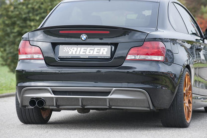 BMW 1er E82, E88  (182 / 1C) Rieger Heckeinsatz  für Doppelendrohr li., ABS, Carbon-Look, für Fzg. mit M-Technik, 
inkl. Alugitter, Montagezubehör, Gutachten