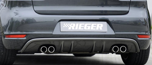 VW Golf 6 Rieger Heckeinsatz mit 2 Doppelfinnen  für Doppelendrohr li. u. re., ABS, Carbon-Look, 
inkl. Montagezubehör, Gutachten