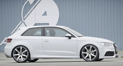 Audi A3 (8V) Rieger Heckeinsatz  für Doppelendrohr li., ABS, Carbon-Look, für Fzg. ohne S-Line Exterieur, 
inkl. Montagezubehör, Gutachten