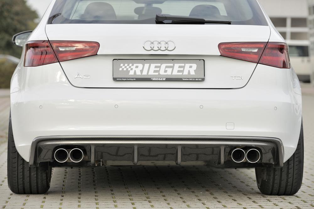 Audi A3 (8V) Rieger Heckeinsatz  für Doppelendrohr li. u. re., ABS, Carbon-Look, für Fzg. ohne S-Line Exterieur, 
inkl. Montagezubehör, Gutachten