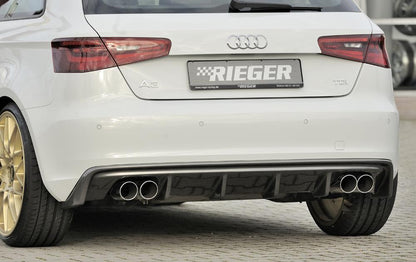 Audi A3 (8V) Rieger Heckeinsatz  für Doppelendrohr li. u. re., ABS, Carbon-Look, für Fzg. ohne S-Line Exterieur, 
inkl. Montagezubehör, Gutachten