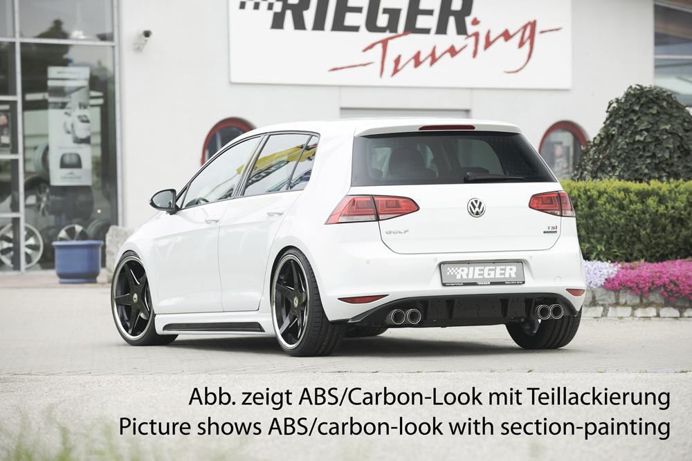 VW Golf 7 Rieger Seitenschweller  links, mit Schacht, mit Ausschnitt, ABS, Carbon-Look, 
inkl. Alugitter, Montagezubehör, Gutachten