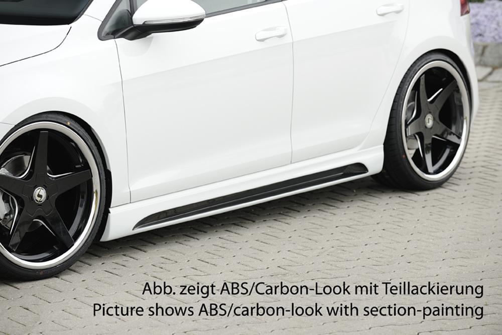 VW Golf 7 Rieger Seitenschweller  links, mit Schacht, mit Ausschnitt, ABS, Carbon-Look, 
inkl. Alugitter, Montagezubehör, Gutachten