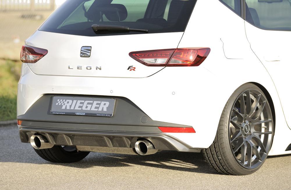 Seat Leon FR (5F) Rieger Heckeinsatz  für Sportendrohr li. u. re., (100mm ø), ABS, Carbon-Look, 
inkl. Montagezubehör, Gutachten