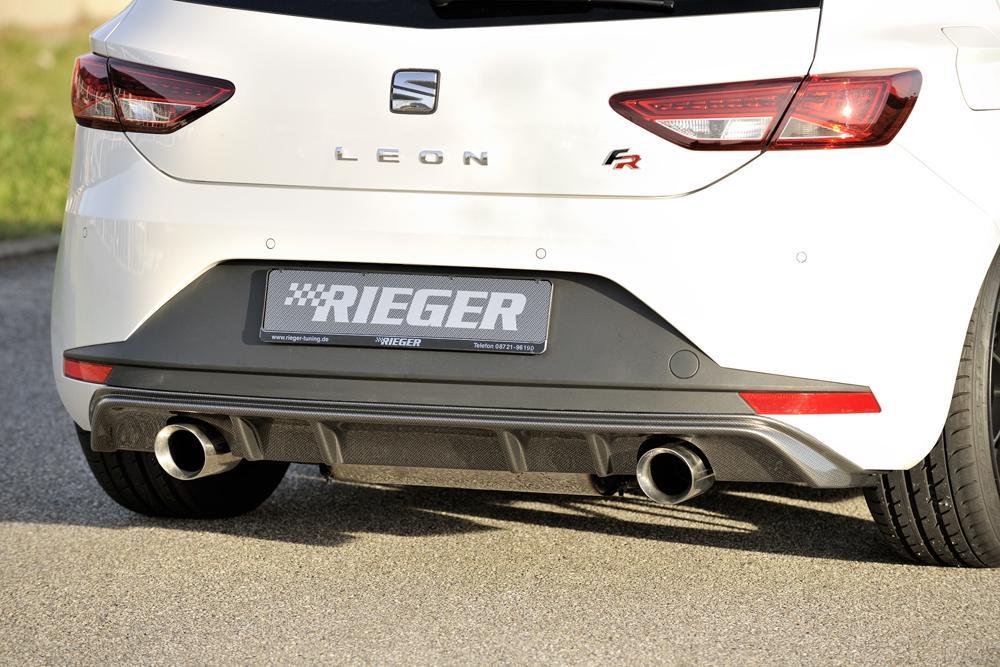 Seat Leon FR (5F) Rieger Heckeinsatz  für Sportendrohr li. u. re., (100mm ø), ABS, Carbon-Look, 
inkl. Montagezubehör, Gutachten