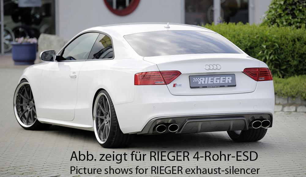 Audi A5 (B8/B81) Rieger Heckeinsatz  für orig. Doppelendrohr li, ABS, Carbon-Look, für Fzg. mit S-Line Exterieur, 
inkl. Montagezubehör, Gutachten