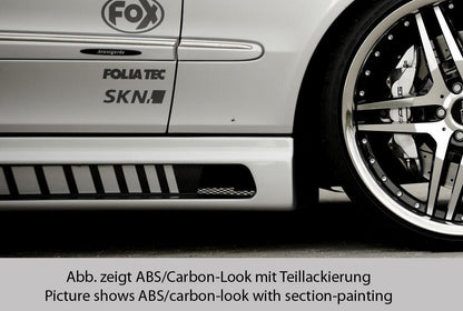 Mercedes CLK (W209) Rieger Seitenschweller  rechts, mit Schacht und 2 Ausschnitten, Carbon-Look, ABS, 
inkl. Alugitter, Montagezubehör, Gutachten