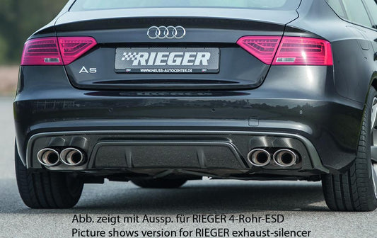 Audi A5 (B8/B81) Rieger Heckeinsatz  für orig. Endrohr li. u. re., ABS, Carbon-Look, für Fzg. mit S-Line Exterieur, 
inkl. Montagezubehör, Gutachten