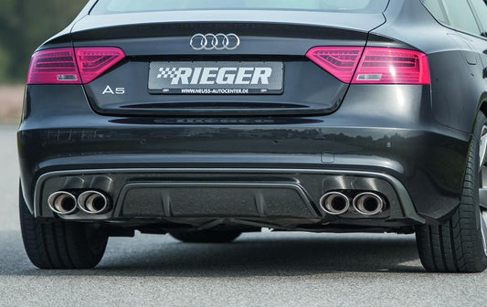 Audi A5 (B8/B81) Rieger Heckeinsatz  für Doppelendrohr li. u. re., (115x85mm oval), ABS, Carbon-Look, für Fzg. mit S-Line Exterieur, 
inkl. Montagezubehör, Gutachten