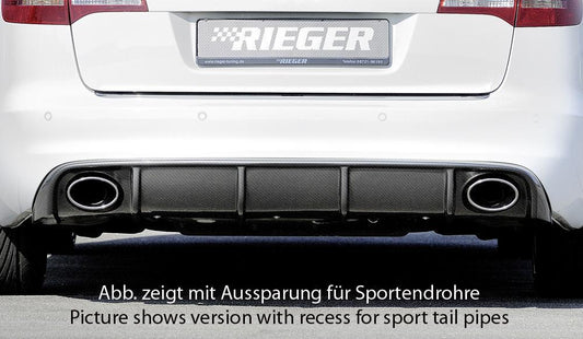 Audi A6 (4F) Rieger Heckeinsatz  für orig. Endrohr li. u. re., ABS, Carbon-Look, für Fzg. ohne S-Line Exterieur, 
inkl. Montagezubehör, Gutachten