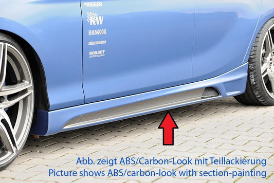 BMW 1er F20  (1K4) Rieger Seitenschweller    links, mit Schacht, mit Ausschnitt, ABS, Carbon-Look, 
inkl. Montagezubehör, Alugitter, Gutachten