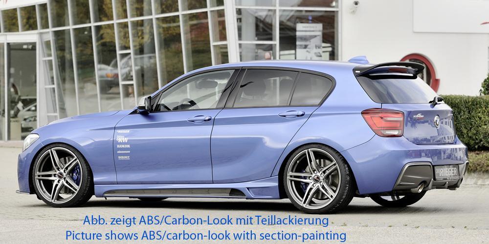 BMW 1er F20  (1K4) Rieger Seitenschweller    rechts, mit Schacht, mit Ausschnitt, ABS, Carbon-Look, 
inkl. Montagezubehör, Alugitter, Gutachten