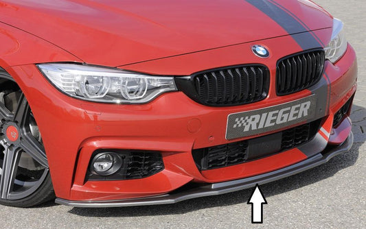 BMW 4er F32  (3C) Rieger Spoilerschwert für orig. M-Paket-Frontschürze gerade Version, für orig. Frontschürze, ABS, Carbon-Look, für Fzg. mit M-Technik, 
inkl. ABE, Montagezubehör