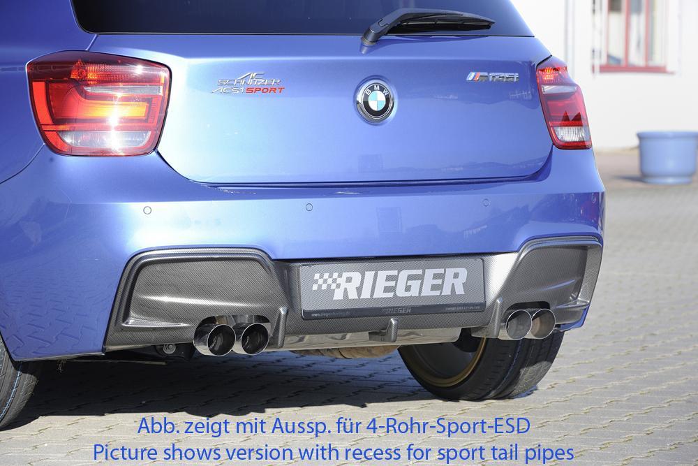 BMW 1er F20  (1K4) Rieger Heckeinsatz nur für M-Paket-Heckschürze für orig. Doppelendrohr li, ABS, Carbon-Look, für Fzg. mit M-Technik, 
inkl. Montagezubehör, Gutachten