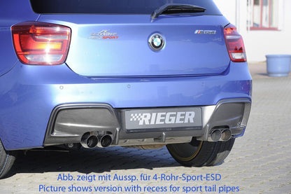 BMW 1er F20  (1K4) Rieger Heckeinsatz nur für M-Paket-Heckschürze für orig. Doppelendrohr li, ABS, Carbon-Look, für Fzg. mit M-Technik, 
inkl. Montagezubehör, Gutachten