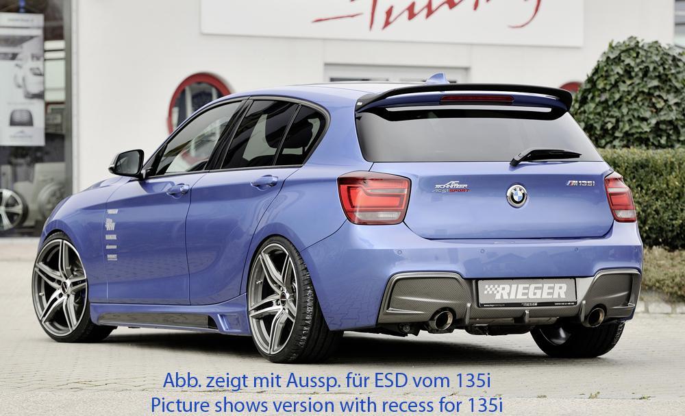 BMW 1er F20  (1K4) Rieger Heckeinsatz nur für M-Paket-Heckschürze für orig. Doppelendrohr li, ABS, Carbon-Look, für Fzg. mit M-Technik, 
inkl. Montagezubehör, Gutachten