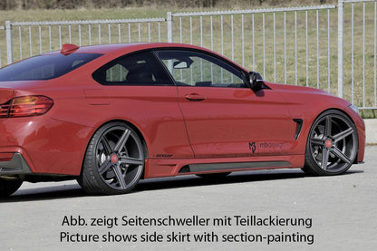 BMW 4er F32  (3C) Rieger Seitenschweller    rechts, mit Schacht, mit Ausschnitt, ABS, Carbon-Look, 
inkl. Montagezubehör, Alugitter, Gutachten