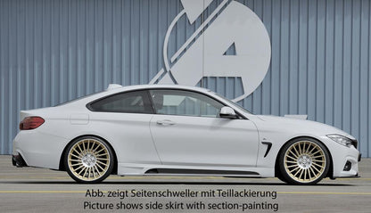 BMW 4er F32  (3C) Rieger Seitenschweller    rechts, mit Schacht, mit Ausschnitt, ABS, Carbon-Look, 
inkl. Montagezubehör, Alugitter, Gutachten