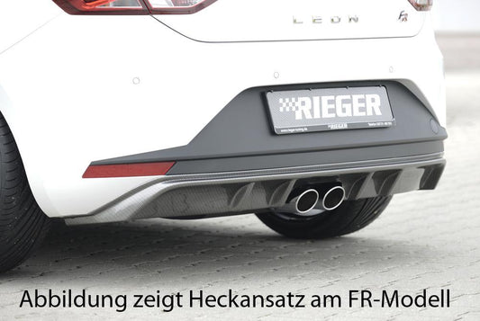 Seat Leon (5F) Rieger Heckschürzenansatz  für Doppelendrohr mittig, ABS, Carbon-Look, 
inkl. Montagezubehör, Gutachten