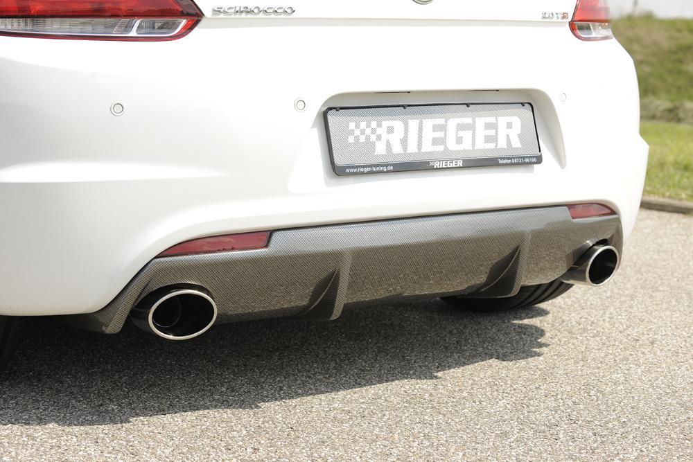 VW Scirocco 3 (13) Rieger Heckeinsatz für R-Line Heckschürze  für Sportendrohr li. u. re., (126x94mm oval), ABS, Carbon-Look, für Fzg. mit R-Line Exterieur, 
inkl. Montagezubehör, Gutachten