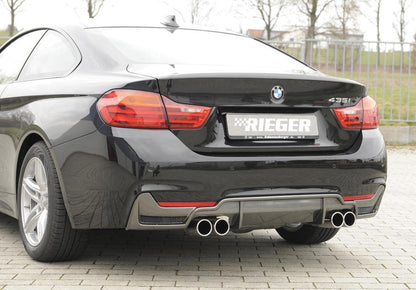 BMW 4er F32  (3C) Rieger Heckeinsatz nur für M-Paket-Heckschürze mit Gittereinsatz li./re., für Doppelendrohr li. u. re. (435i-/440i-Look), (4x80mm ø), ABS, Carbon-Look, für Fzg. mit M-Technik, 
inkl. Alugitter, Montagezubehör, Gutachten