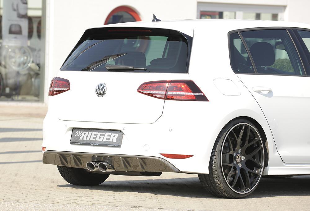 VW Golf 7 Rieger Heckeinsatz für Remus-ESD  00322578 (ohne Gutachten) für Doppelendrohr mittig, (2x93x74mm oval), ABS, Carbon-Look, für Fzg. mit R-Line Exterieur