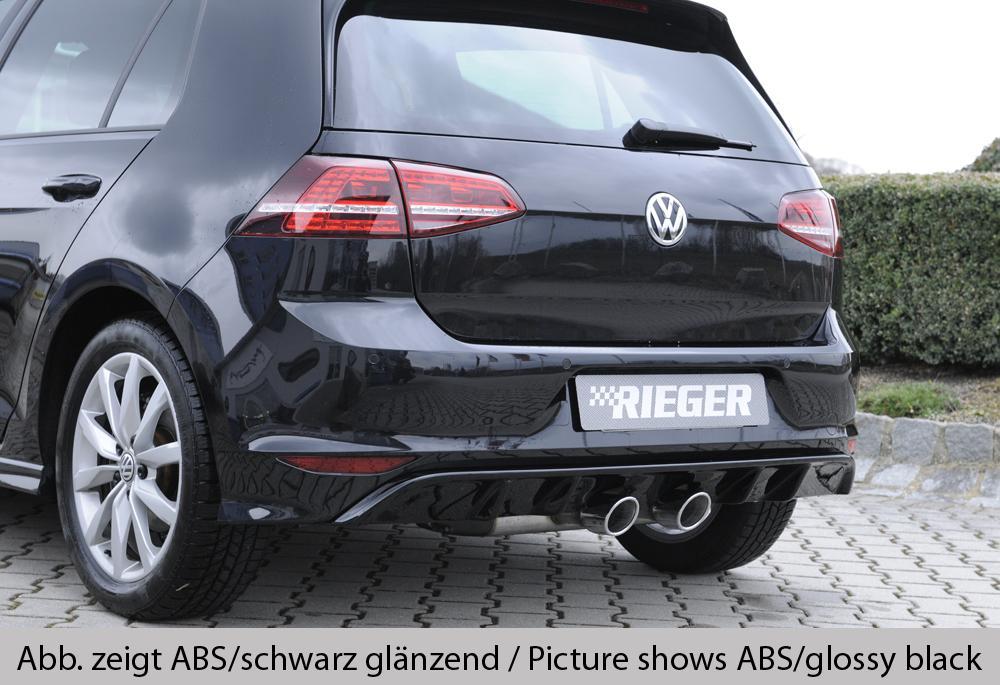 VW Golf 7 Rieger Heckeinsatz nur für R-Line Heckschürze für Doppelendrohr mittig, (2x90mm ø / VW R-Look), ABS, Carbon-Look, für Fzg. mit R-Line Exterieur, 
inkl. Montagezubehör, Gutachten