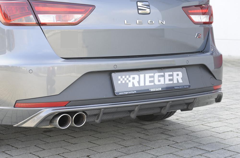 Seat Leon FR (5F) Rieger Heckeinsatz  für Doppelendrohr li., ABS, Carbon-Look, 
inkl. Montagezubehör, Gutachten