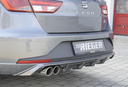 Seat Leon FR (5F) Rieger Heckeinsatz  für Doppelendrohr li., ABS, Carbon-Look, 
inkl. Montagezubehör, Gutachten