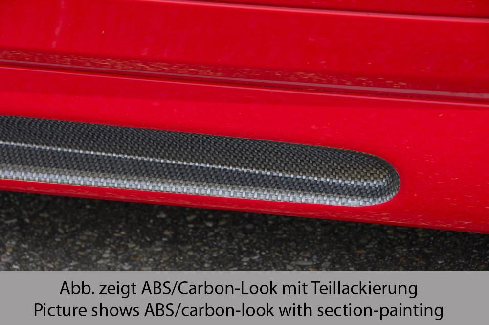 Opel Astra G Rieger Seitenschweller   mit Ausschnitt links, mit Schacht, mit Ausschnitt, ABS, Carbon-Look, 
inkl. Alugitter, Gutachten, Montagezubehör