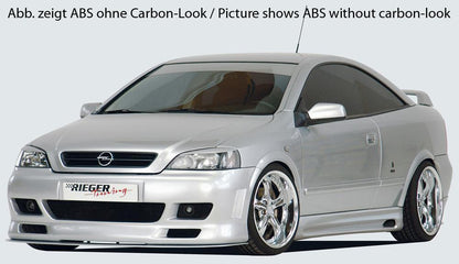 Opel Astra G Rieger Spoilerschwert   für Spoilerstoßstange 51103 / 51108 gerade Version, für Spoilerstoßstange, ABS, Carbon-Look, 
inkl. Montagezubehör, ABE