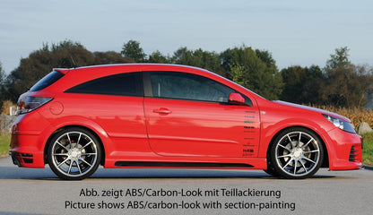 Opel Astra H GTC Rieger Seitenschweller  rechts, mit Schacht, mit Ausschnitt, ABS, Carbon-Look, 
inkl. Alugitter, Gutachten, Montagezubehör