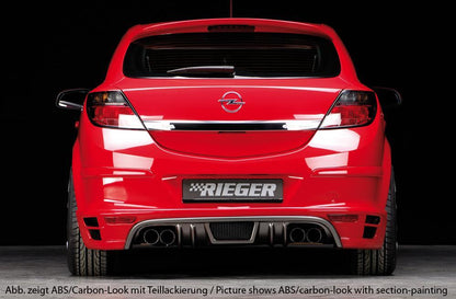 Opel Astra H GTC Rieger Heckschürzenansatz nicht für OPC für Doppelendrohr li. u. re., ABS, Carbon-Look, 
inkl. Alugitter, Montagezubehör