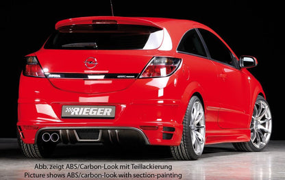 Opel Astra H GTC Rieger Heckschürzenansatz Nicht für OPC für Endrohr li., ABS, Carbon-Look, 
inkl. Alugitter, Gutachten, Montagezubehör