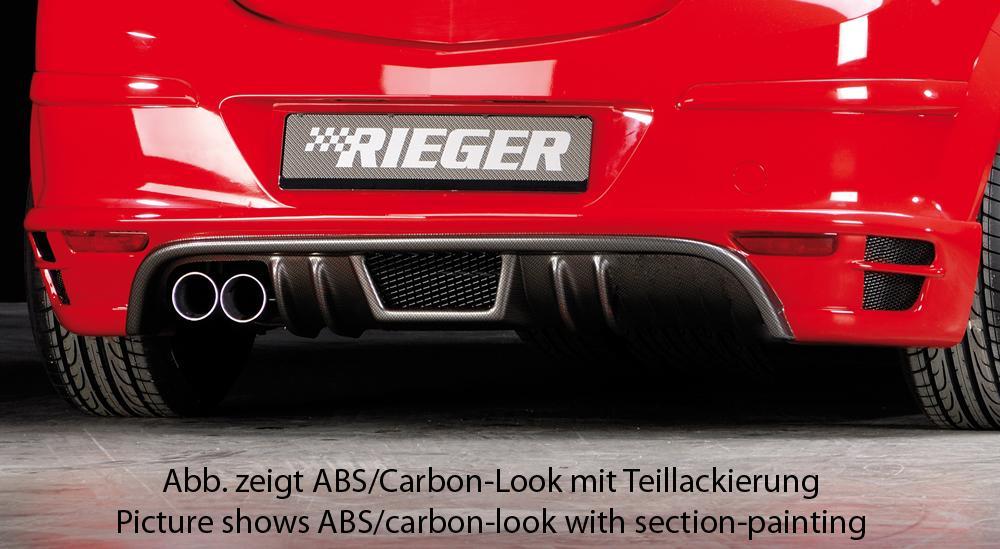Opel Astra H GTC Rieger Heckschürzenansatz Nicht für OPC für Endrohr li., ABS, Carbon-Look, 
inkl. Alugitter, Gutachten, Montagezubehör