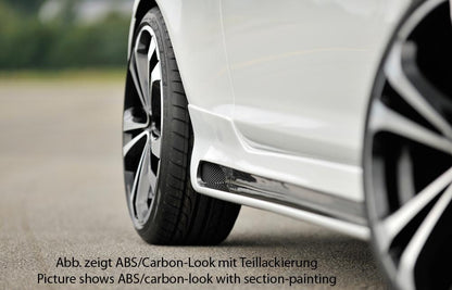 Opel Corsa D Rieger Seitenschweller  rechts, mit Schacht, mit Ausschnitt, ABS, Carbon-Look, 
inkl. Montagezubehör, Alugitter