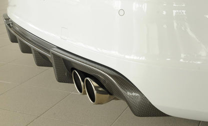 Audi A3 (8V) Rieger Heckeinsatz  für Doppelendrohr li. u. re., (4x90mm ø), ABS, Carbon-Look, für Fzg. mit S-Line Exterieur, 
inkl. Montagezubehör, Gutachten