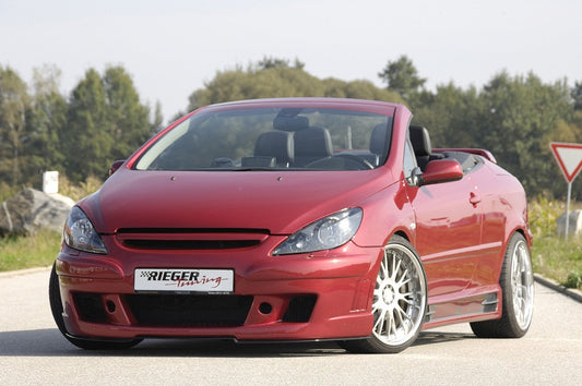 Peugeot 307 Rieger Seitenschweller -> 3-und 5-türer passend links, mit Schacht und 2 Ausschnitten, ABS, Carbon-Look, 
inkl. Alugitter, Gutachten, Montagezubehör