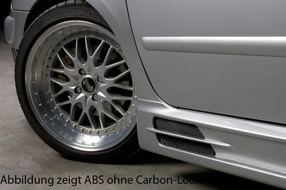 Peugeot 307 Rieger Seitenschweller -> 3-und 5-türer passend rechts, mit Schacht und 2 Ausschnitten, ABS, Carbon-Look, 
inkl. Alugitter, Gutachten, Montagezubehör