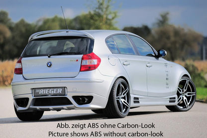 BMW 1er E87  (187 / 1K2/1K4) Rieger Seitenschweller mit 2 Ausschnitten links, mit Schacht, ABS, Carbon-Look, 
inkl. Alugitter, Gutachten, Montagezubehör