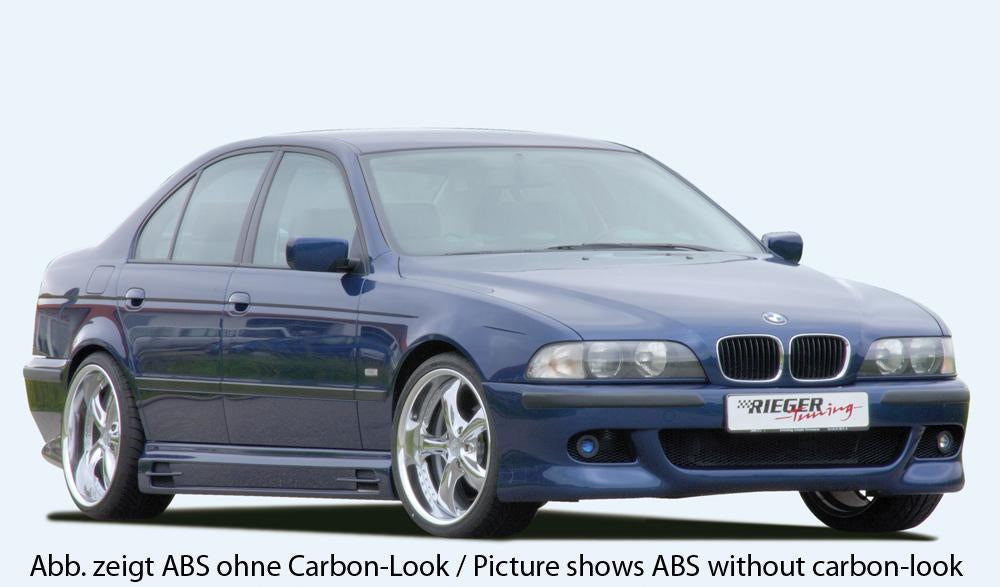BMW 5er E39 Rieger Seitenschweller   mit 2 Ausschnitten rechts, mit Schacht, ABS, Carbon-Look, 
inkl. Alugitter, Gutachten, Montagezubehör